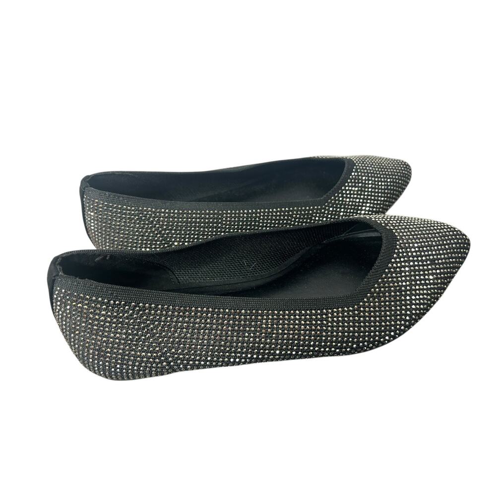 Torrid Rhinestone Embellished Knot Pointed Toe Ballet Flats‎ Black Size 7WW